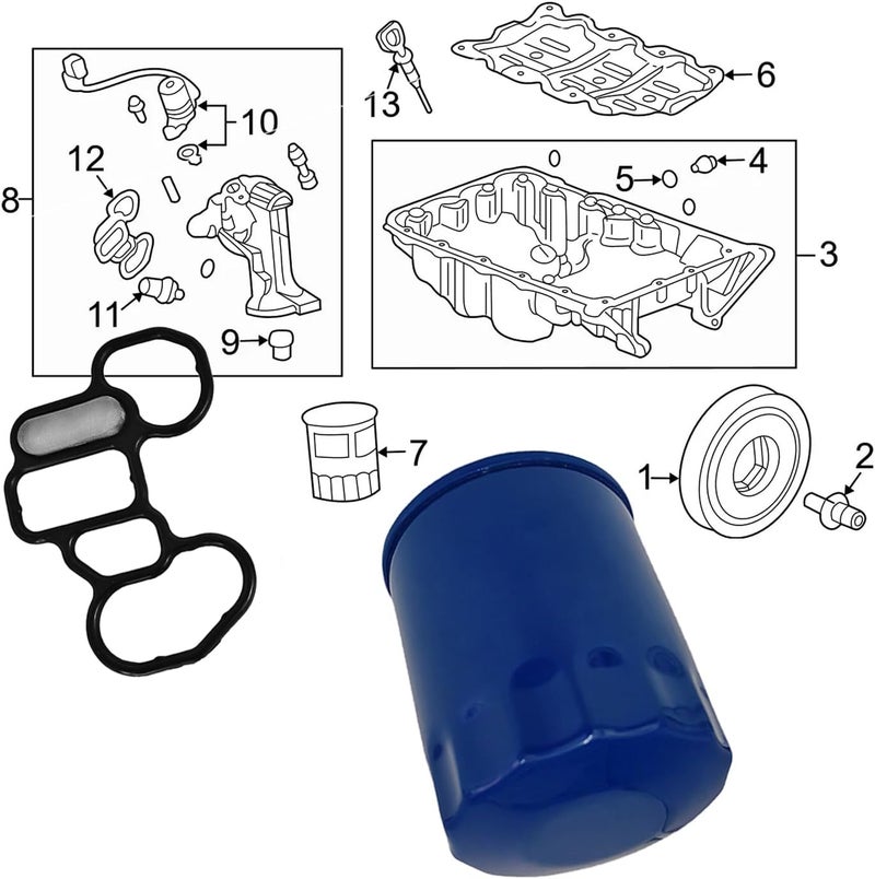 WHEELZEN Oil Filter & Oil Pump Gasket & Solenoid Valve Gasket Fit for Honda Accord Odyssey Pilot Ridgeline CL MDX RL TL TSX ZDX, Replace 15400-PR3-004 15400PR3004, With Bolts - Image 5